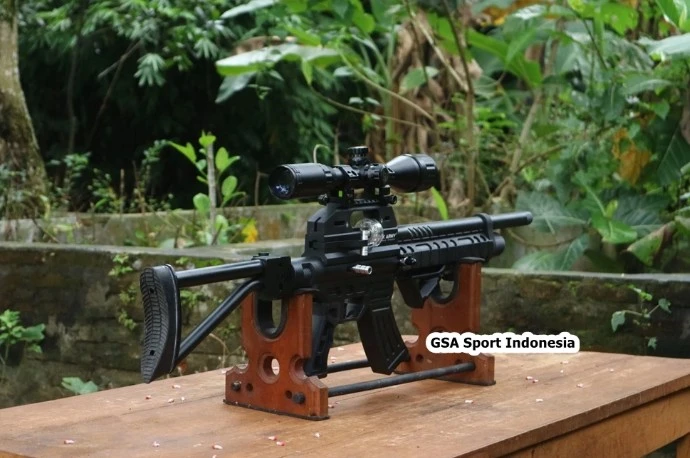 Senapan PCP Tabung Dural Popor Lipat Black Army